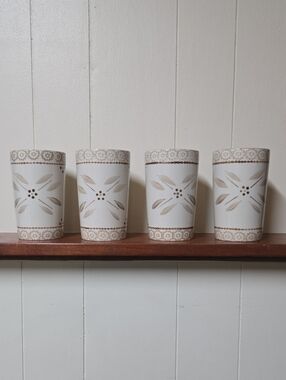 Temp-Tations Taupe Floral Ceramic Tumbler/Cups Set - 4 Pieces